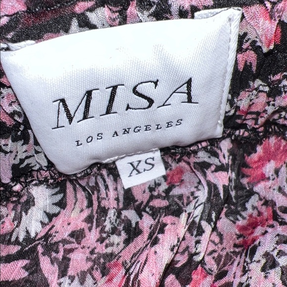 MISA Los Ángeles Marion Pink Floral Smocked, tiered floral Mini Skirt size XS - Picture 6 of 7